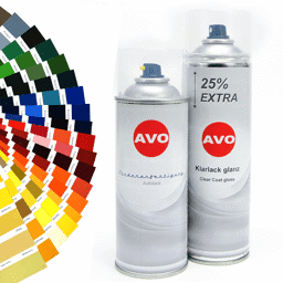 Bild von AVO Autolack Lackspray-Set für VW Volkswagen / Audi L041 Schwarz 400ml Basislack + 500ml Klarlack