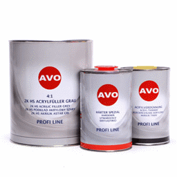 Bild von AVO 2K HS 4:1 Grundier Füller  Acrylfiller grau 6 Liter Set (4Liter Füller + 1 Liter Härter + 1 Liter 2K Acrylverdünnung)