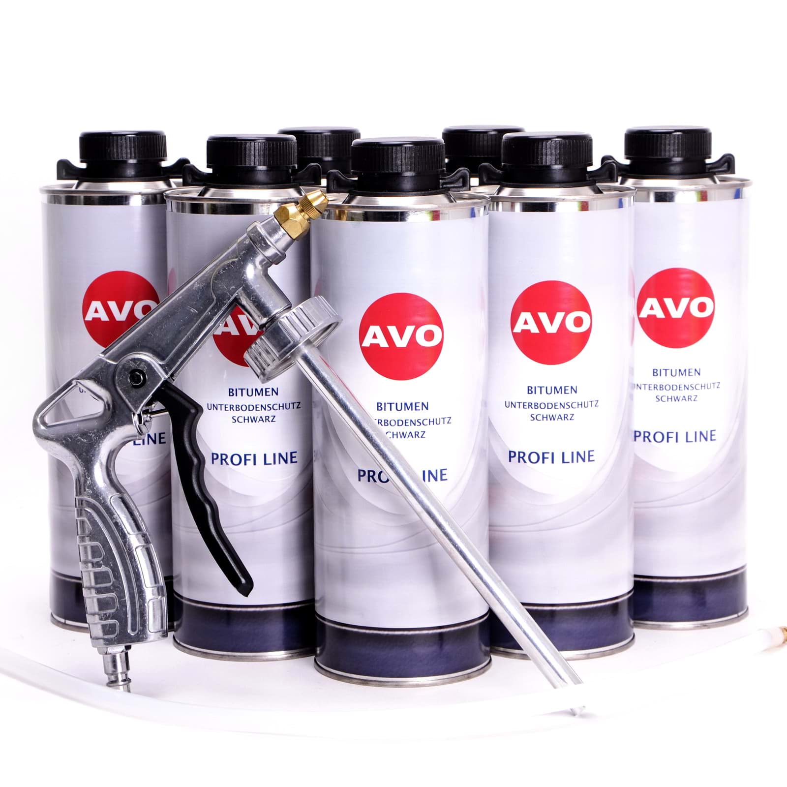 AVO 6 Liter Unterbodenschutz Bitumen schwarz + UBS/HV Spritzpistole
