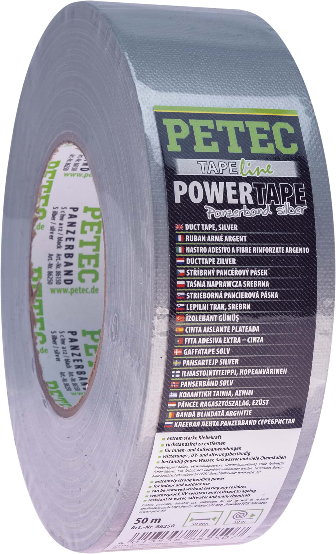 Petec Power Tape Panzerband silber 50m resmi