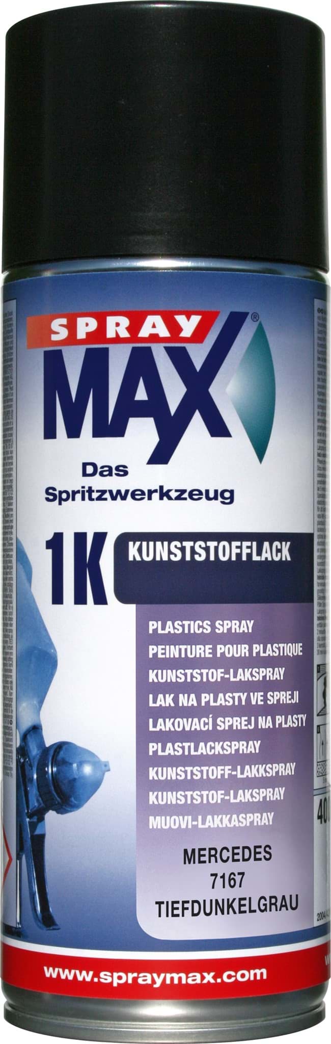 Afbeelding van SprayMax 1K Kunststofflack Mercedes 7167 tiefdunkelgrau