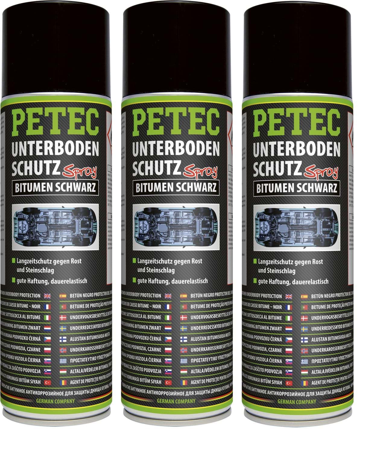 Picture of Petec Unterbodenschutz Bitumen nicht überlackierbar schwarz 3 x 500ml 73150