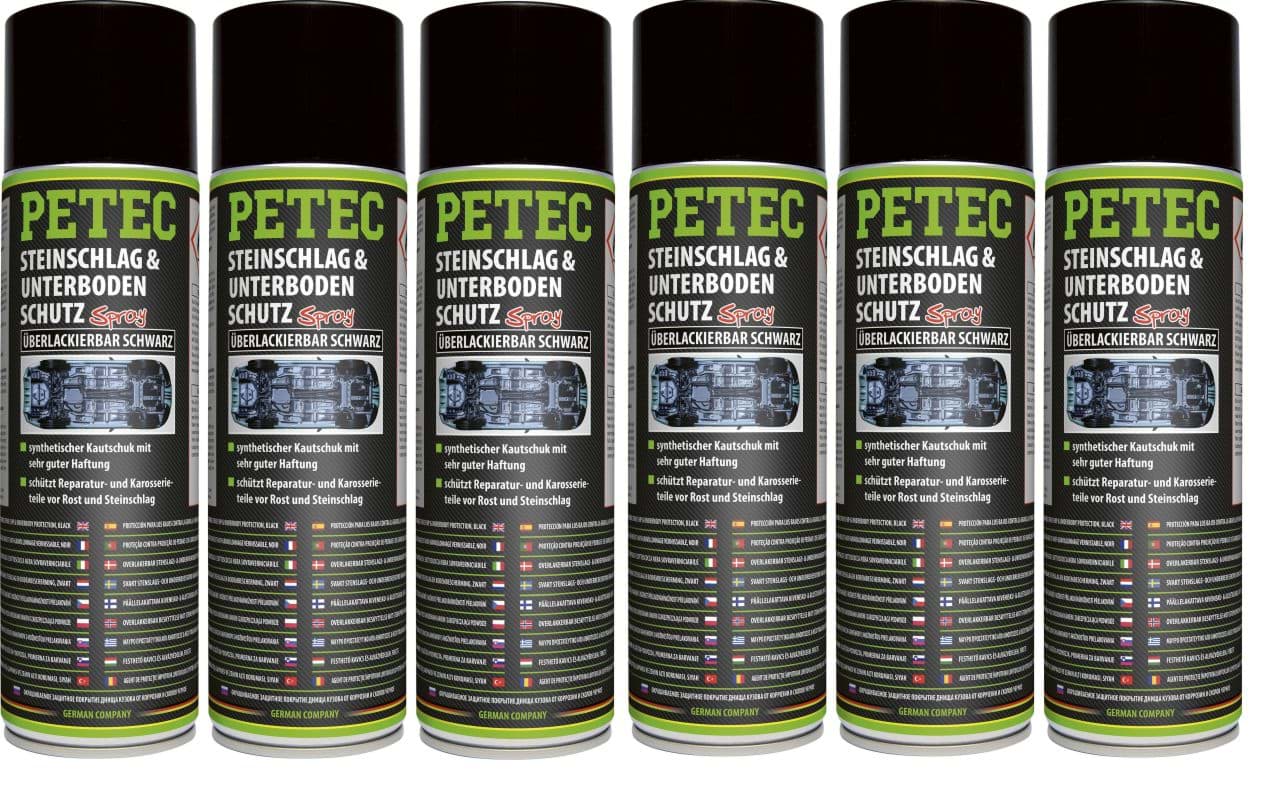 Petec Steinschlagschutz, Unterbodenschutz UBS Spray schwarz überlackierbar  6 x 500ml 73250