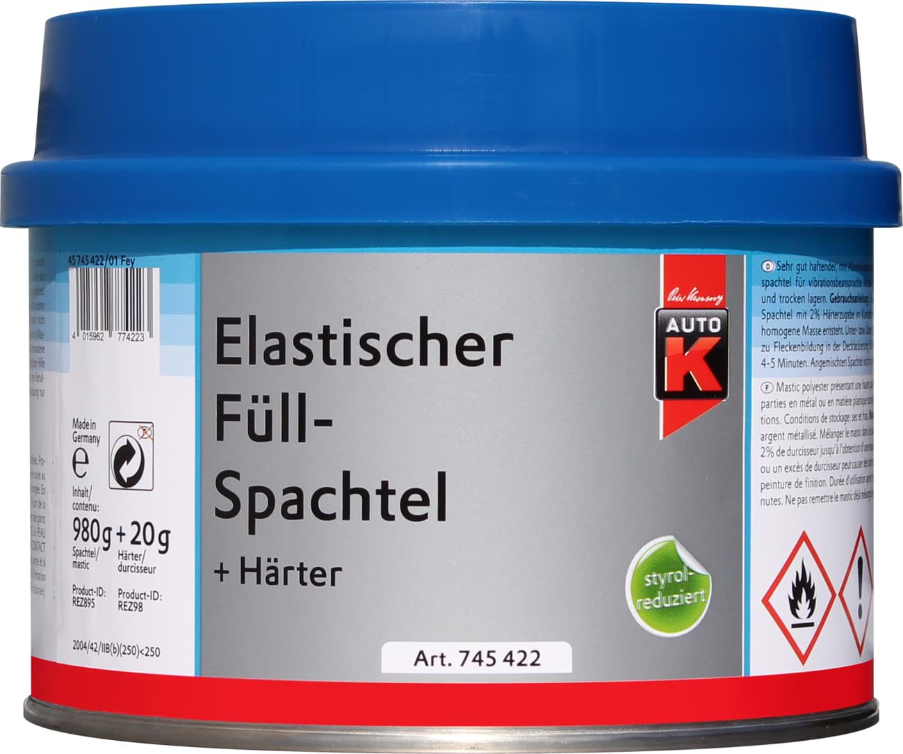 Picture of AutoK Elastischer Füllspachtel 1000g 745422