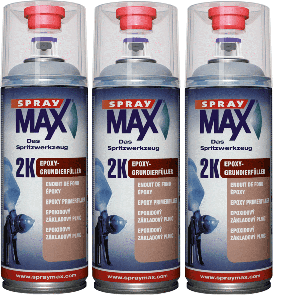 Bild von SprayMax 2K Epoxy-Grundierfüller grau Spray 3 x  400ml 680033