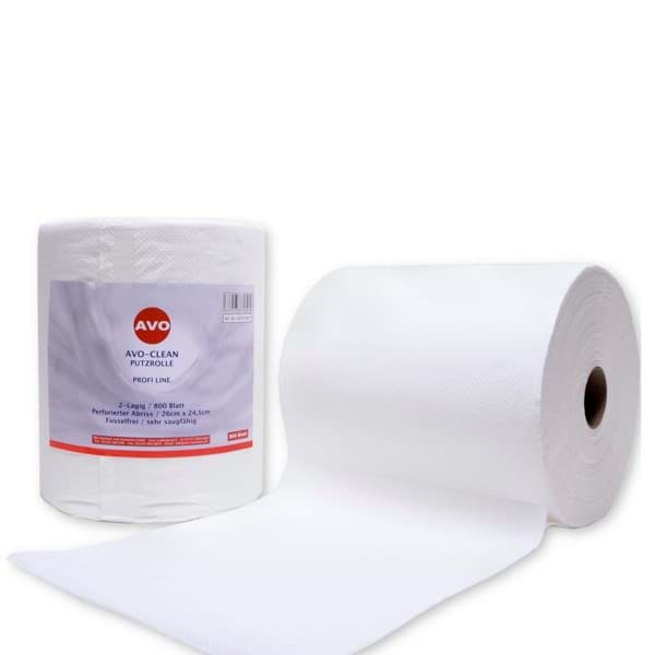 Bild von 2x AVO Clean Putzpapier Werkstattpapier weich und weiß 2 lagig 800 Blatt