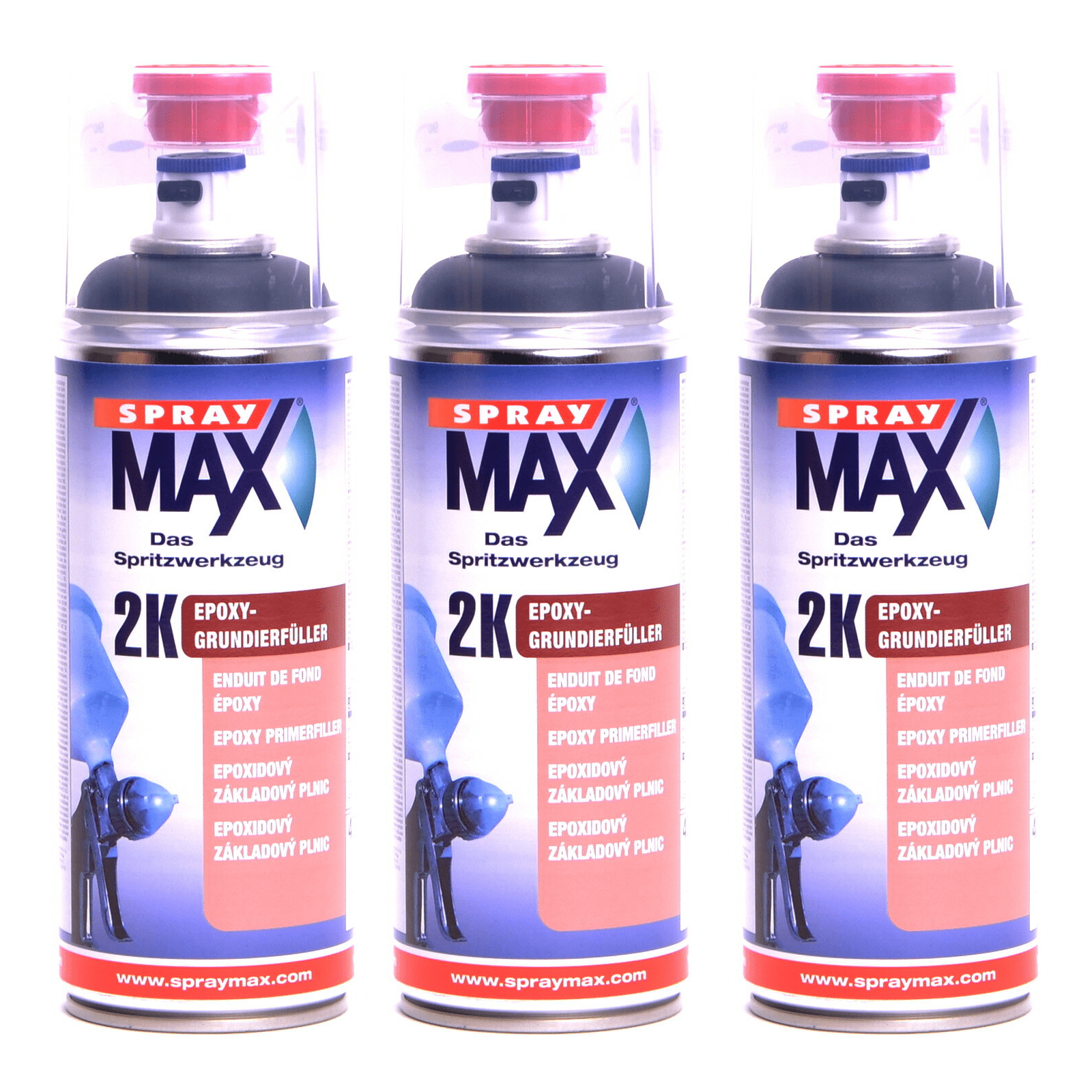 Bild von SprayMax 2K Epoxy-Grundierfüller schwarz Spray 3 x  400ml